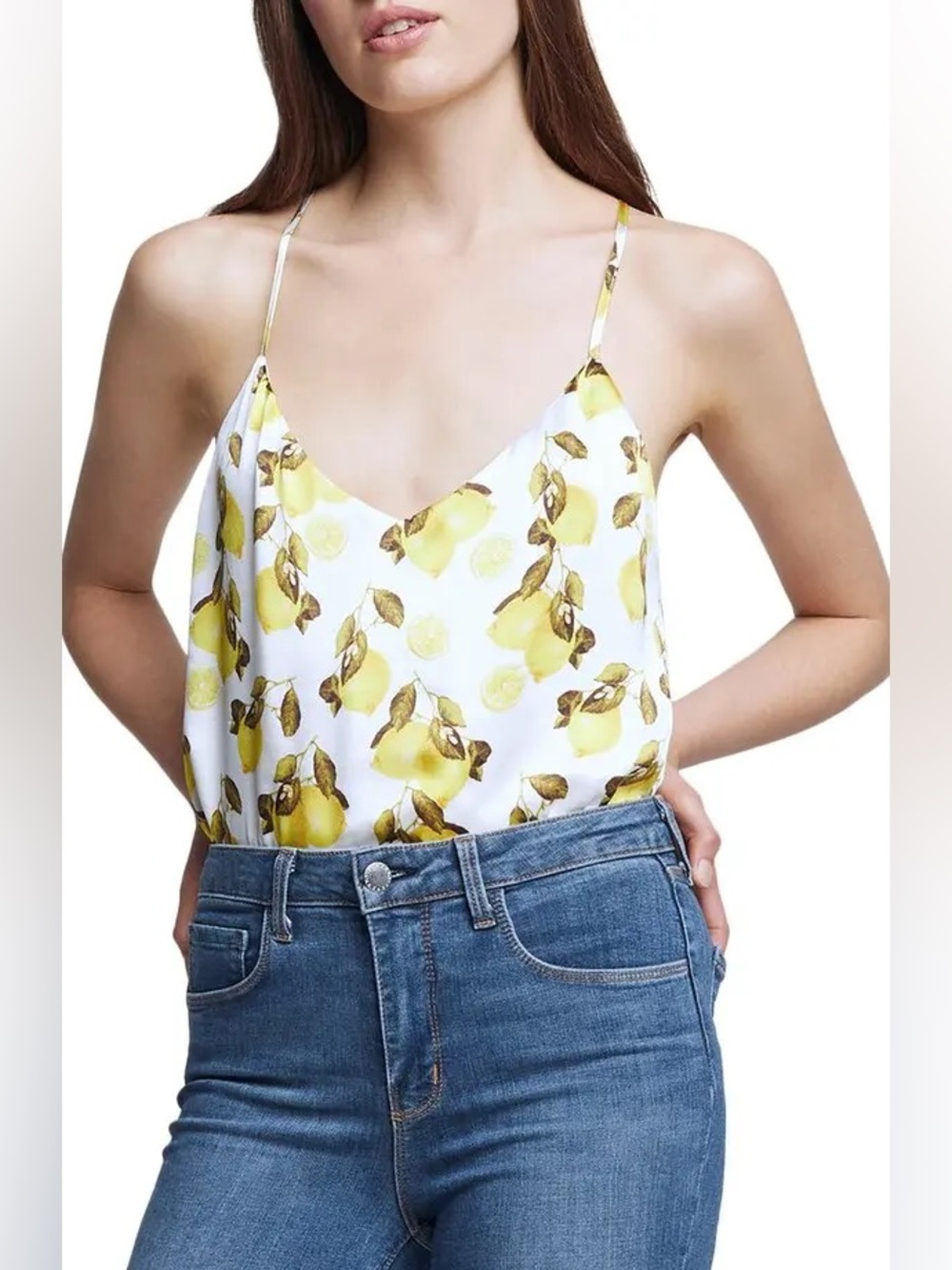 L'AGENCE White Lemon-Print Silk Bodysuit Size Large - Picture 16 of 16